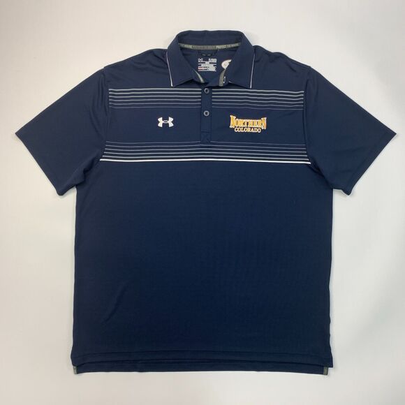 Under Armour Northern Colorado Bears Polo Shirt Men XL Extra Large Navy HeatGear - Picture 2 of 11